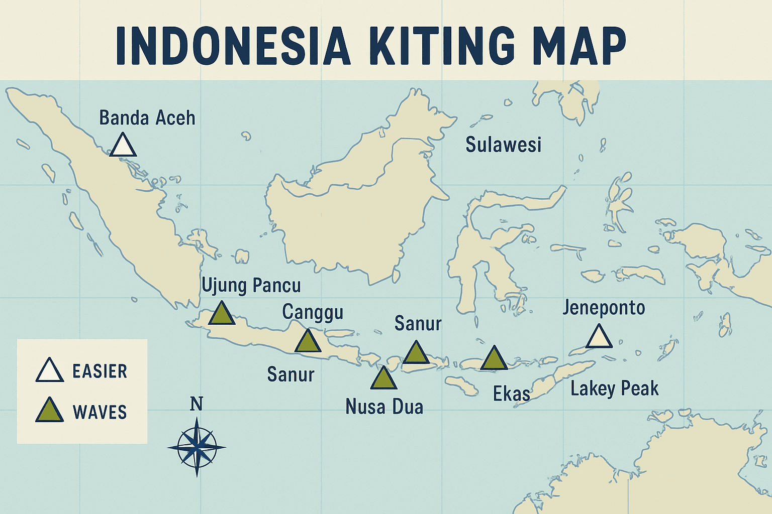 Indonesia kitesurfing map